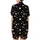 Love-Themed Scattered Light Pink Hearts Solid & Outline on Black Wearable Satin Short-Sleeve Pajamas Set - 3