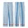 Modern Geometric: Fine Pinstripe & Solid Cornflower Blue Vertical Stripes - Custom Garment Kid Satin Pajamas Set - 3