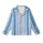 Modern Geometric: Fine Pinstripe & Solid Cornflower Blue Vertical Stripes - Custom Garment Kid Satin Pajamas Set - 2