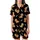 Golden Retriever Lover: Playful Puppies, Rosy Cheeks, Red Hearts & Bones Pattern - Black Background Satin Short-Sleeve Pajamas Set - 2