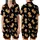 Golden Retriever Lover: Playful Puppies, Rosy Cheeks, Red Hearts & Bones Pattern - Black Background Satin Short-Sleeve Pajamas Set - 1