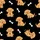 Golden Retriever Lover: Playful Puppies, Rosy Cheeks, Red Hearts & Bones Pattern - Black Background Satin Short-Sleeve Pajamas Set - 4