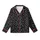 Casual Heart Enthusiast: Scattered White Outline Heart Doodles Black – Everyday Print Design Kid Satin Pajamas Set - 2