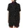 Casual Heart Enthusiast: Scattered White Outline Heart Doodles Black – Everyday Print Design Satin Short-Sleeve Pajamas Set - 3