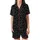 Casual Heart Enthusiast: Scattered White Outline Heart Doodles Black – Everyday Print Design Satin Short-Sleeve Pajamas Set - 2
