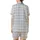 Modern Minimalist: Cool Tone Geometric Grid Stripe Design - Contemporary Fashion Piece Satin Short-Sleeve Pajamas Set - 3