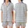 Modern Minimalist: Cool Tone Geometric Grid Stripe Design - Contemporary Fashion Piece Satin Short-Sleeve Pajamas Set - 1