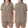 Sophisticated Minimalist Style Subtle Taupe Organic Lines Abstract Shapes All-Over Print Design Satin Short-Sleeve Pajamas Set - 1