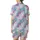 Ethereal Spirit's Abstract Fluid Art: Pastel Pink Blue Teal Fuchsia Marble Swirl Wearable Art Satin Short-Sleeve Pajamas Set - 3