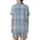 Celestial Dreamer's Stylized Closed Eye & Crescent Moon Design: Muted Dusty Blue Tartan Plaid Satin Short-Sleeve Pajamas Set - 3
