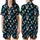 Nature Lover's Azure Indigo Butterfly White Blue Blossom Black Comfortwear Piece Satin Short-Sleeve Pajamas Set - 1