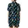 Nature Lover's Azure Indigo Butterfly White Blue Blossom Black Comfortwear Piece Satin Short-Sleeve Pajamas Set - 3