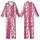 Playful Soul's Loungewear: Vibrant Pink Plaid, Cartoon Bears with Cream Snouts & Hearts Kid Satin Pajamas Set - S8M_45J-kj