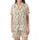 Delicate Wildflower Motif: Hand-Drawn Daisy Blossoms, Creamy Goldenrod & Dark Brown Satin Short-Sleeve Pajamas Set - 2