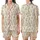 Delicate Wildflower Motif: Hand-Drawn Daisy Blossoms, Creamy Goldenrod & Dark Brown Satin Short-Sleeve Pajamas Set - 1