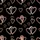 Elegant Style: Overlapping Rose Gold Copper Heart Motifs Black Pattern Kid Satin Pajamas Set - 4