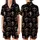 Elegant Style: Overlapping Rose Gold Copper Heart Motifs Black Pattern Satin Short-Sleeve Pajamas Set - 1