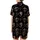 Elegant Style: Overlapping Rose Gold Copper Heart Motifs Black Pattern Satin Short-Sleeve Pajamas Set - 3