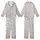 Delicate Floral Dream: Muted Terracotta Blue Pink Blossom & Vine Motif on Silver-Grey - Wearable Fabric Satin Short-Sleeve Pajamas Set - 0VMlhIO0Cp