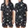 Contemporary Chic Interlocking Geometric Black Grey Abstract Pattern Designer Scarf Satin Short-Sleeve Pajamas Set - 1