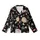 Elegant Floral Embellishment: Peony & Cherry Blossom Motif - Deep Black, Muted Gold & Sage Palette Kid Satin Pajamas Set - 2