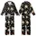 Elegant Floral Embellishment: Peony & Cherry Blossom Motif - Deep Black, Muted Gold & Sage Palette Kid Satin Pajamas Set - 1