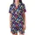 Whimsical Navy Abstract: Hand-Drawn Organic Splotches Pattern - Multi-Color Wearable Satin Short-Sleeve Pajamas Set - 2
