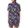 Whimsical Navy Abstract: Hand-Drawn Organic Splotches Pattern - Multi-Color Wearable Satin Short-Sleeve Pajamas Set - 3