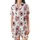 Women's Hand-Drawn Abstract Soft Pink Petal & Bold Black Botanical Outline Motif Satin Short-Sleeve Pajamas Set - VozD7gwe1a