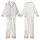 Serene East Asian Ruyi Cloud Fan Pattern: Off-White & Grey-Green Wearable Satin Short-Sleeve Pajamas Set - XbRwgXnej1
