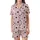 Women's Light Pink Black Polka Dot & Abstract Lace Motif Ensemble Satin Short-Sleeve Pajamas Set - N2H_P9ZCJQ