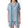 Modern Style Cornflower Blue Pinstripe & Wide Vertical Stripe Geometric Pattern Wearable Satin Short-Sleeve Pajamas Set - 2