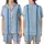 Modern Style Cornflower Blue Pinstripe & Wide Vertical Stripe Geometric Pattern Wearable Satin Short-Sleeve Pajamas Set - 1