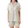 Serene East Asian Ruyi Cloud Fan Pattern: Off-White & Grey-Green Wearable Satin Short-Sleeve Pajamas Set - _c43PFW9Au