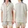 Serene East Asian Ruyi Cloud Fan Pattern: Off-White & Grey-Green Wearable Satin Short-Sleeve Pajamas Set - kSRnPWjR6j