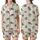 Dog Lover Dreamy Sleep Set: Sleepy Dachshund Beagle Pattern, Creamy Blue Stripes Satin Short-Sleeve Pajamas Set - 1