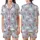 Dreamer's Gentle Slumber: Whimsical Cloud Moon Star Fox Bear Design - Soft Pastel Imagery Satin Short-Sleeve Pajamas Set - 1