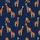 Giraffe Enthusiast's Charming Rusty Orange Brown Irregular Spot Giraffe Deep Navy Fabric Design Kid Satin Pajamas Set - 4