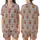 Baby Cow Lover's Reddish-Brown Highland Calf & Delicate Pink Butterfly Heather Grey Pattern Wearable Satin Short-Sleeve Pajamas Set - 1M95eHyE3-