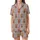 Baby Cow Lover's Reddish-Brown Highland Calf & Delicate Pink Butterfly Heather Grey Pattern Wearable Satin Short-Sleeve Pajamas Set - GemFi-x7zn