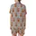 Baby Cow Lover's Reddish-Brown Highland Calf & Delicate Pink Butterfly Heather Grey Pattern Wearable Satin Short-Sleeve Pajamas Set - s0XaUy3Gc1