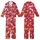Whimsical Folk Art Leopard Design: Orange-Yellow & Pink Leopards, Crimson, Yellow Suns, Pink Hearts, Teal Starbursts Kid Satin Pajamas Set - 1