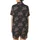 Weekend Lover's HELLO WEEKEND Repeating Pattern: Dusky Rose & Black Coffee Moon Star Wearable Item Satin Short-Sleeve Pajamas Set - 3