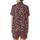 Elegant Wearer: Deep Maroon Black Squares Rectangles Pattern - Crisp White Border Design Satin Short-Sleeve Pajamas Set - 3