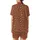 Coffee Lover Chic: Warm Russet Leopard Spot & Coffee Bean Design - Tan Beige Wearable Satin Short-Sleeve Pajamas Set - 3