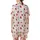 Playful Spirit's Fuchsia Strawberry Daisy Heart Motif on Cream Wearable Design Satin Short-Sleeve Pajamas Set - 3