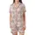 Nature Lover's Soft Pink Gray Minimalist Mountain & Pine Pattern, 'THE GREAT OUTDOORS' Text Top Satin Short-Sleeve Pajamas Set - 2