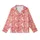 Dreamy Celestial: White Moon & Fuchsia Eyelash Star Motif on Soft Coral Pink Garment Kid Satin Pajamas Set - 2