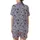 Love-Inspired Muted Lavender Hearts Pattern: Scattered Charcoal Outline Design Satin Short-Sleeve Pajamas Set - 3