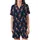 Giraffe Enthusiast's Charming Rusty Orange Brown Irregular Spot Giraffe Deep Navy Fabric Design Satin Short-Sleeve Pajamas Set - 2